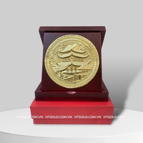 TRANH CHÙA KEO BẰNG ĐỒNG VÀNG (Kích thước 16cm).