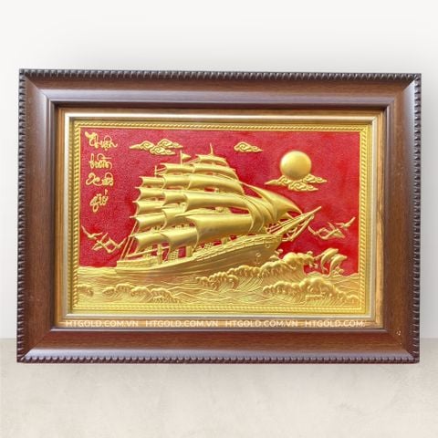 TRANH ĐỒNG THUẬN BUỒM XUÔI GIÓ, DÁT VÀNG (28cm*38cm)
