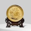TRANH ĐĨA ĐỒNG - HOA MẪU ĐƠN, MẠ VÀNG 24K (Đk 19cm)