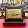 TRANH ĐỒNG THÁP RÙA HỒ GƯƠM DÁT VÀNG (Kích thước 17cm X 22cm: Phủ bì 20 x 25cm)