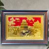 TRANH THÁP RÙA HỒ GƯƠM BẰNG ĐỒNG, DÁT VÀNG (40 x 55cm)
