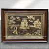 TRANH THÁP RÙA HỒ GƯƠM BẰNG ĐỒNG, GIẢ CỔ (40cm x 55cm)