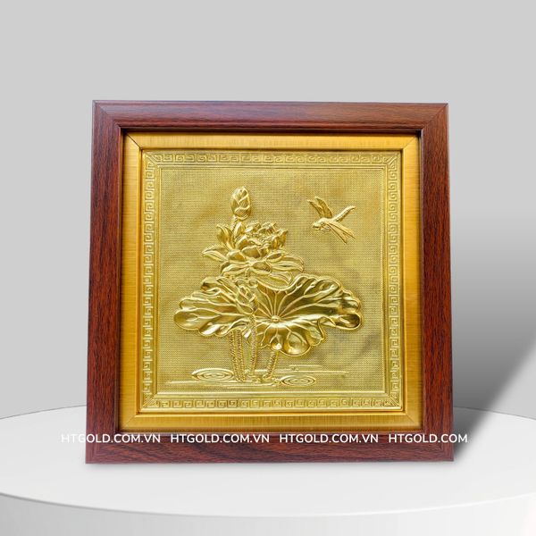 TRANH HOA SEN BẰNG ĐỒNG <> (Kích thước 25cm x 25cm)