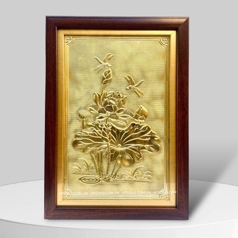 TRANH HOA SEN BẰNG ĐỒNG,<> (Kích thước 24cm x 34cm)