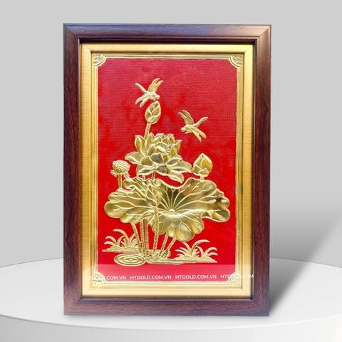TRANH HOA SEN BẰNG ĐỒNG,<> (Kích thước 24cm x 34cm)