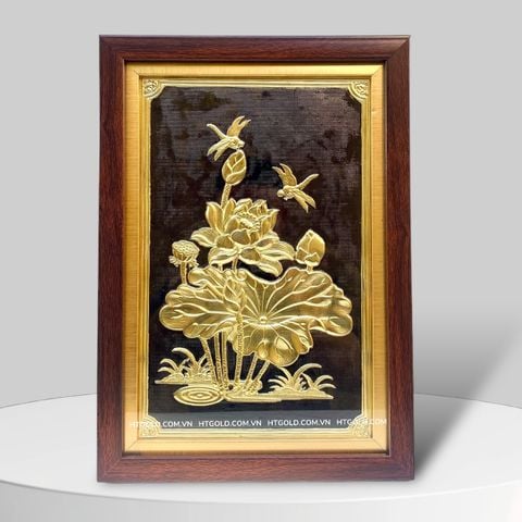 TRANH HOA SEN BẰNG ĐỒNG,<> (Kích thước 24cm x 34cm)