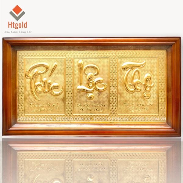 BỘ TRANH ĐỒNG CHỮ PHÚC LỘC THỌ, DÁT VÀNG (50cm * 90cm)