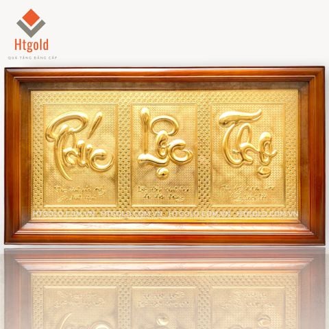 BỘ TRANH ĐỒNG CHỮ PHÚC LỘC THỌ, DÁT VÀNG (50cm * 90cm)