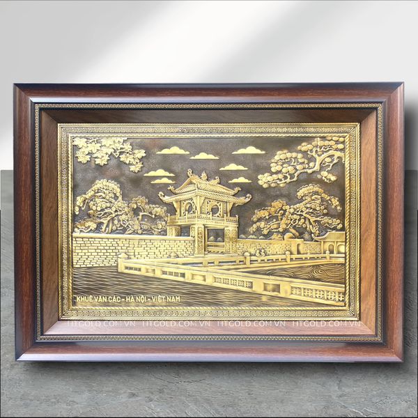 TRANH KHUÊ VĂN CÁC BẰNG ĐỒNG, GIẢ CỔ (50cm x 70cm)