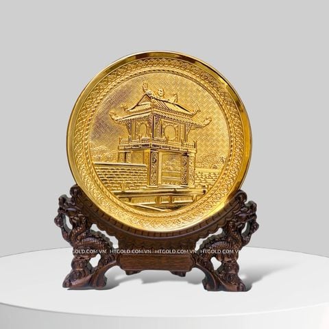 QUÀ TẶNG TRANH ĐĨA ĐỒNG KHUÊ VĂN CÁC MẠ VÀNG 24K (Đk 19cm)