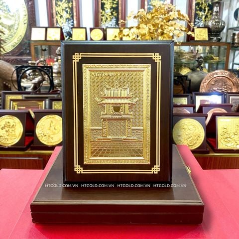 TRANH ĐỒNG KHUÊ VĂN CÁC, DÁT VÀNG (Kt 17 x 22cm; Phủ bì 20 x 25cm)