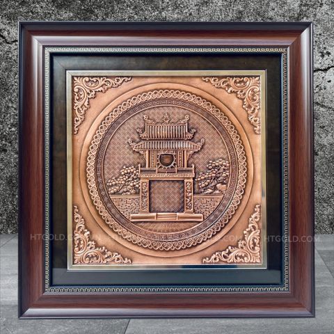 TRANH ĐỒNG KHUÊ VĂN CÁC, ĐỒNG ĐỎ, GIẢ CỔ (42cm * 42cm)