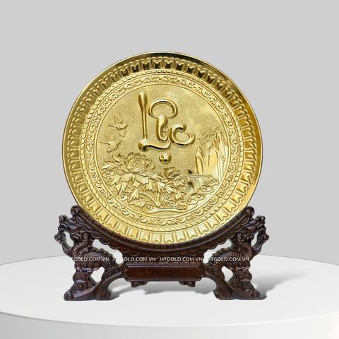 QUÀ TẶNG TRANH ĐĨA CHỮ LỘC BẰNG ĐỒNG (Đk 25cm/ Cao 30cm)