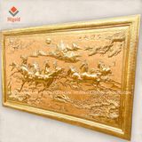 TRANH ĐỒNG MÃ ĐÁO THÀNH CÔNG, KHUNG ĐỒNG LIỀN, MẠ VÀNG 24K (Kích thước 127cm -x 231cm)