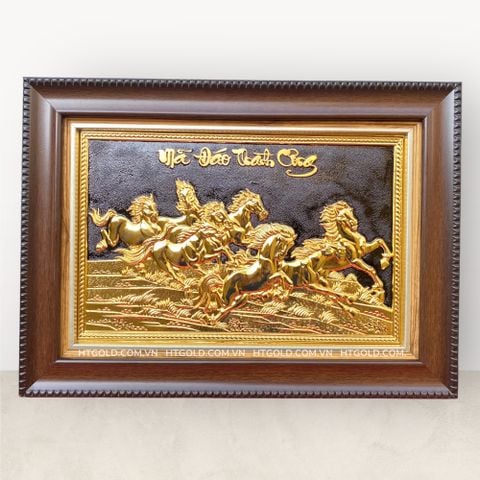 TRANH ĐỒNG MÃ ĐÁO THÀNH CÔNG, DÁT VÀNG (28cm * 38cm)