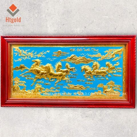 TRANH ĐỒNG MÃ ĐÁO THÀNH CÔNG, DÁT VÀNG, KHUNG GỖ HƯƠNG (1m07*1m97)