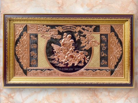 TRANH MỪNG THỌ CỤ ÔNG BẰNG ĐỒNG ĐỎ (Kích thước 42cm x 72cm)