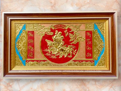 TRANH MỪNG THỌ CỤ ÔNG BẰNG ĐỒNG VÀNG <br>(Kích thước 42cm x 72cm)