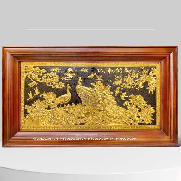 TRANH ĐỒNG PHU THÊ VIÊN MÃN, MẠ VÀNG 24K (Kích thước 38cm x 68cm)