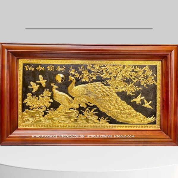 TRANH ĐỒNG PHU THÊ VIÊN MÃN, MẠ VÀNG 24K (Kích thước 61cm x 107cm)