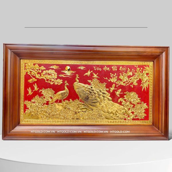 TRANH ĐỒNG PHU THÊ VIÊN MÃN, MẠ VÀNG 24K (Kích thước 61cm x 107cm)
