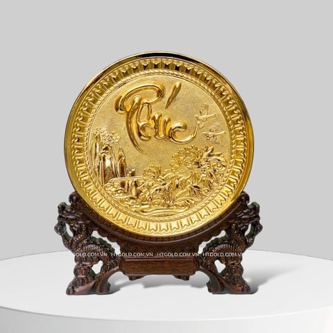 TRANH ĐĨA CHỮ PHÚC MẠ VÀNG 24K (Đk 19cm)