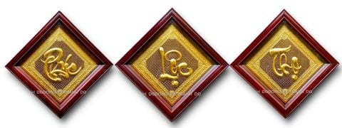 BỘ TRANH ĐỒNG CHỮ PHÚC LỘC THỌ DÁT VÀNG (50cm*50cm)