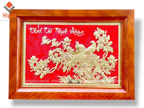 TRANH PHÁT TÀI THỊNH VƯỢNG BẰNG ĐỒNG VÀNG (Kích thước 38cm x 54cm).