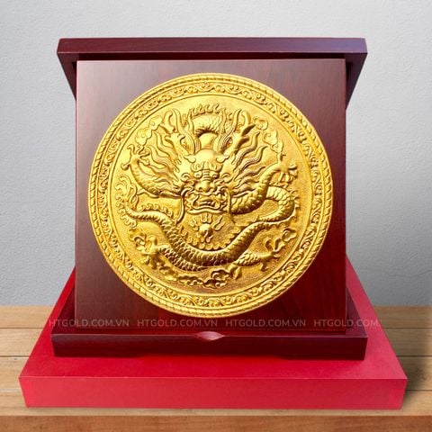 QUÀ TẶNG TRANH ĐỒNG RỒNG PHÚ QUÝ, MẠ VÀNG 24K (Kích thước 23cm)...