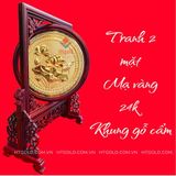 TRANH ĐỒNG HOA SEN - 2 MẶT, MẠ VÀNG 24K , KHUNG GỖ CẨM (Cao 35cm; ngang 29)