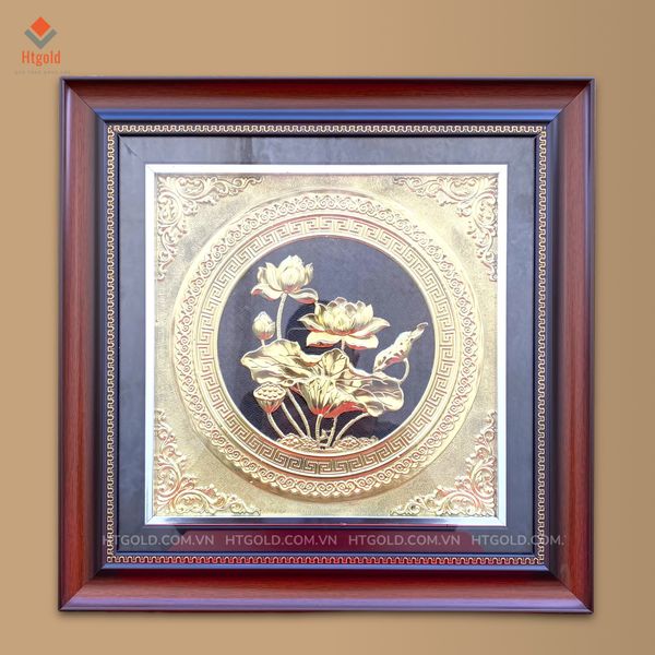 TRANH ĐỒNG HOA SEN (Kích thước 42cm x 42cm)