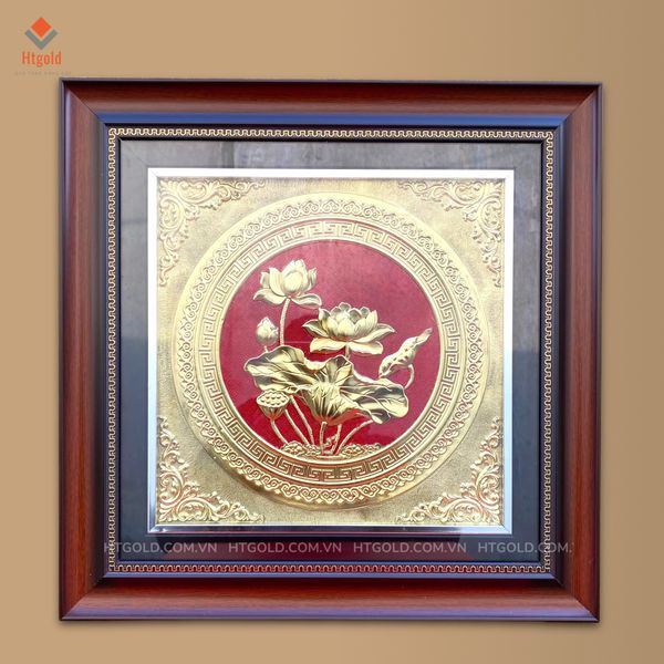 TRANH ĐỒNG HOA SEN (Kích thước 42cm x 42xm)
