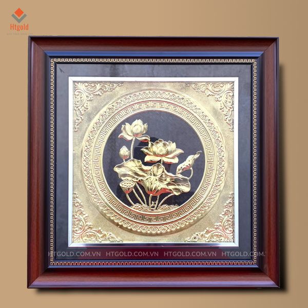 TRANH ĐỒNG HOA SEN (Kích thước 42cm x 42cm)