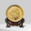 TRANH ĐĨA ĐỒNG SONG NGƯ CÁT HẠNH MẠ VÀNG 24k (Đk 19cm)