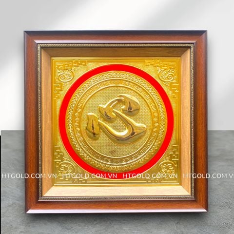 TRANH ĐỒNG CHỮ TÂM DÁT VÀNG (50cm*50cm)