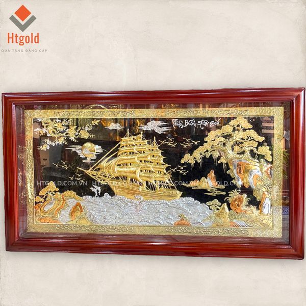 TRANH THUẬN BUỒM XUÔI GIÓ BẰNG ĐỒNG, DÁT VÀNG BẠC (107cm*197cm)