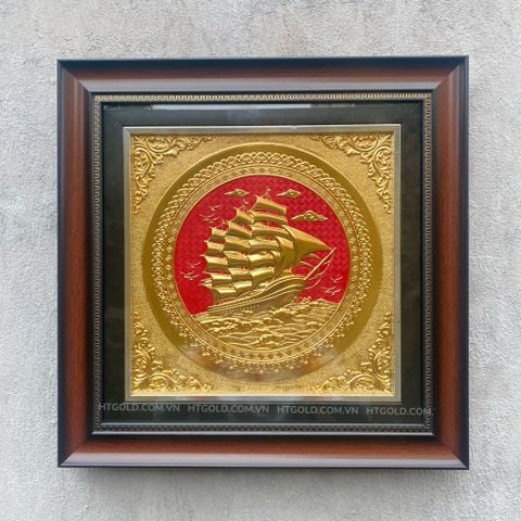 Quà tặng tranh Thuận buồm xuôi gió, dát vàng (42cm*42cm)