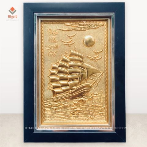 TRANH ĐỒNG THUẬN BUỒM XUÔI GIÓ, DÁT VÀNG (38cm*28cm)