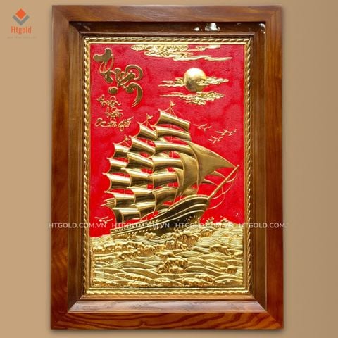 TRANH ĐỒNG THUẬN BUỒM XUÔI GIÓ, DÁT VÀNG (54cm*38cm)