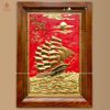 TRANH ĐỒNG THUẬN BUỒM XUÔI GIÓ, MẠ VÀNG 24K (Kích thước 38cm x 54cm)
