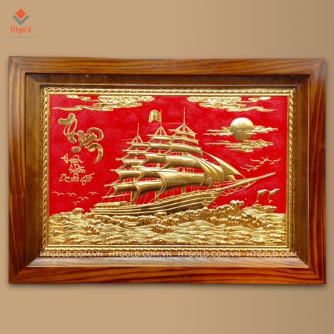 TRANH ĐỒNG THUẬN BUỒM XUÔI GIÓ, DÁT VÀNG (38cm*54cm)