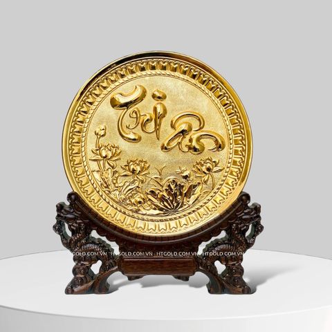 TRANH ĐĨA ĐỒNG CHỮ TRI ÂN MẠ VÀNG 24K (Đk 19cm)
