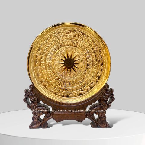 QUÀ TẶNG TRANH ĐĨA MẶT TRỐNG ĐỒNG, MẠ VÀNG 24K (ĐK 19cm)