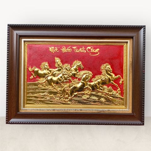 TRANH ĐỒNG MÃ ĐÁO THÀNH CÔNG, DÁT VÀNG (28cm * 38cm)