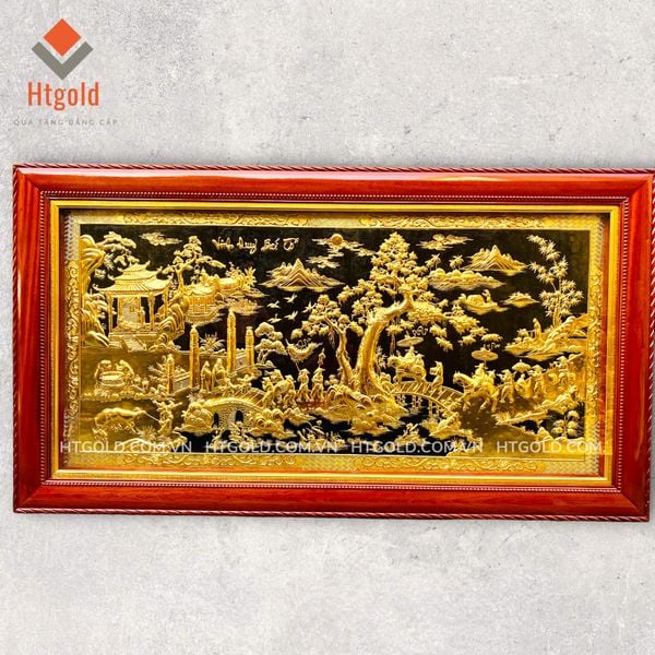 TRANH ĐỒNG VINH QUY BÁI TỔ, DÁT VÀNG (1m27*2m31)