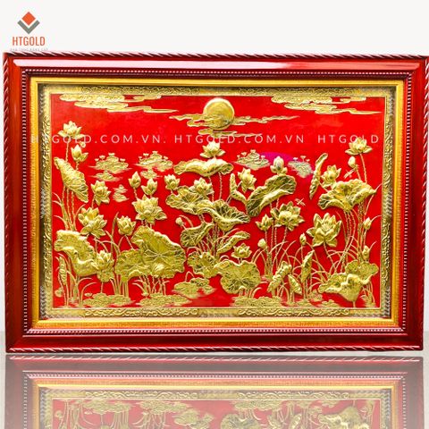 TRANH ĐỒNG HOA SEN DÁT VÀNG (Kích thước 1m07 x 1m55)