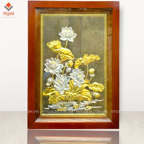 TRANH HOA SEN DÁT VÀNG BẠC (54cm*38cm)