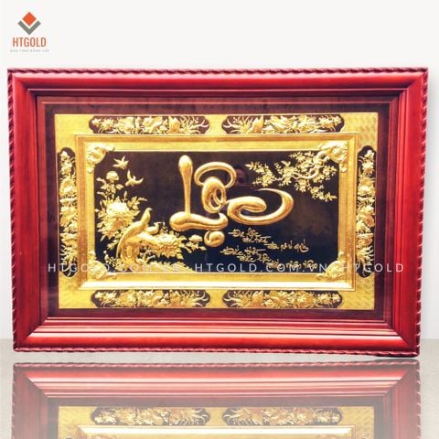 TRANH ĐỒNG CHỮ LỘC THƯ PHÁP, MẠ VÀNG 24K (Kích thước 88cm x 128cm)