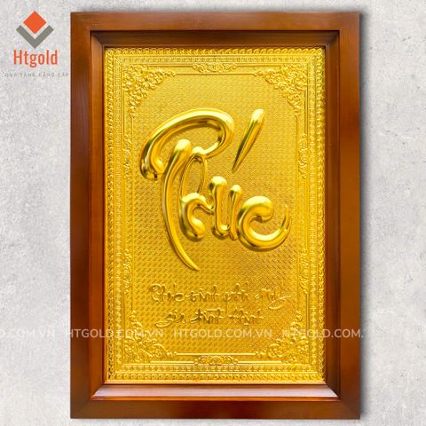 TRANH ĐỒNG CHỮ PHÚC THƯ PHÁP DÁT VÀNG (Kích thước 68cm * 48cm)