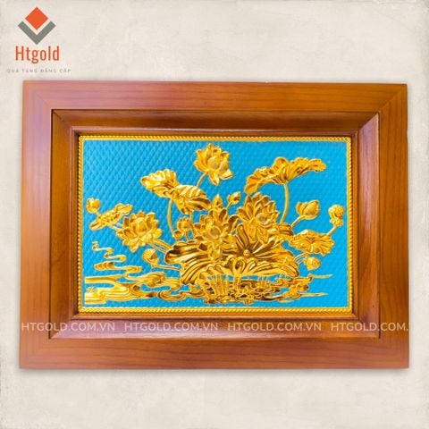 TRANH ĐỒNG HOA SEN DÁT VÀNG (Kích thước 28cm x 38cm)